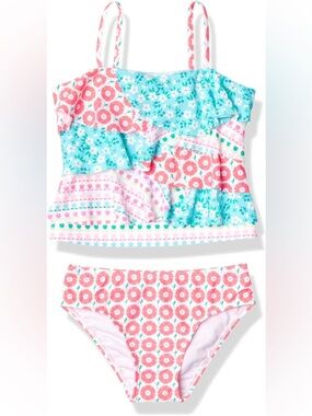 Tommy Bahama baby girls Floral Tankini Swimsuit Set Pink Turquoise 12M